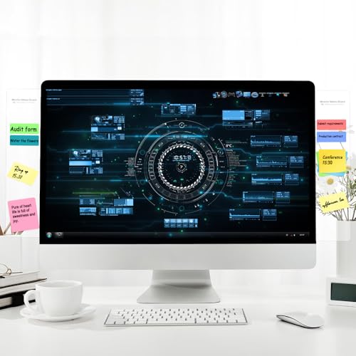 Generic 2pcs Multifunction Monitor Memo Board Transparent Message Panel Note Board Monitor Side Panel Suitable for Office Home Desktop - style: Flat style