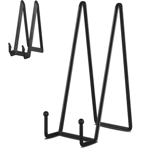 IBosins 5 Pack 12 Inch Plate Holder Display Stands, Large Metal Black Frame Stand for Picture, Book, Photo Easel, Creation, Collectibles - color: Black, size: 12 Inch