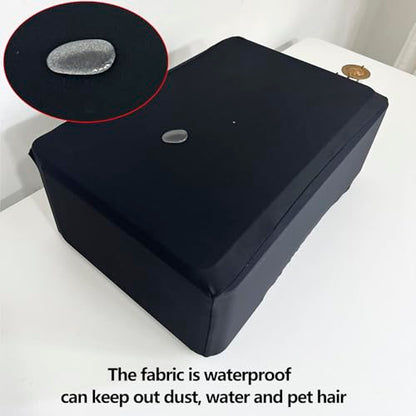 Universal Elastic Waterproof Printer Dust Cover - Minimalist Black Stretch Fabric Protector with Drawstring Closure & Metal Buckle for Most Printers
