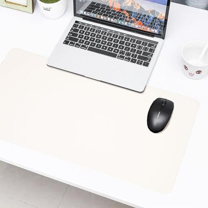 23.6" x 11.8" Non-Slip PU Leather Desk Pad Protector, Waterproof Mouse Pad Mat, Ultra Thin Laptop Writing Desk Blotter for Office and Home - color: Beige
