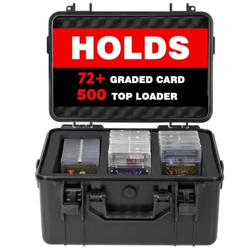 Graded Card Case, Trading Card Storage Box, Waterproof Card Slab Carrying Case for 72+ PSA, CSG, BGS, SGC Sports Trading Cards with 7 EVA Foam - size: L (holds 72+ Graded Cards-waterproof)
