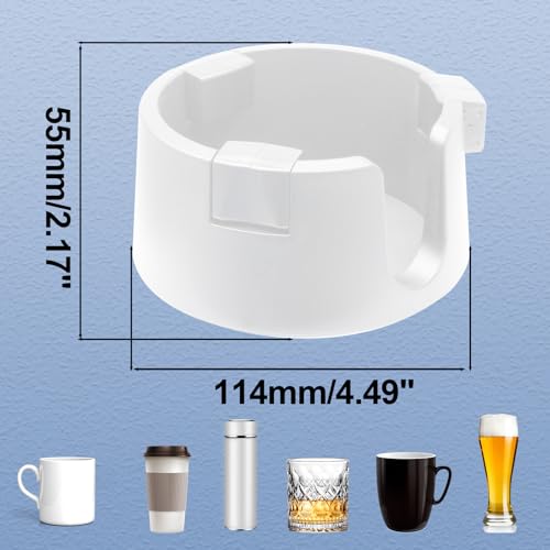 Bonsicoky Anti Spill Cup Holder - Adjustable Plastic Drink Holder - Adhesive Desk Cup Holder for Home Office Couch Table - White - color: White