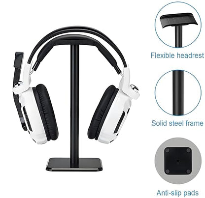 Headphone Stand, Universal Aluminum Metal Holder for AirPods Max, HyperX Cloud II, Xbox One, Turtle Beach, Sennheiser, Sony, Bose, Beats PC Gaming Headset Display & Bluetooth Headphones (Black) - color: Black