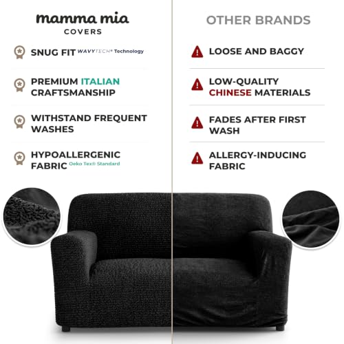 Premium Stretch Couch Covers for Sofa - Sofa Chair Cover Washable, Dogs & Pets Friendly - Elastic Polyester Loveseat Slipcovers - Non-Slip Love Seat Couch Covers - Black (40"-63" Wide) - color: Black, size: 40"-63" Wide