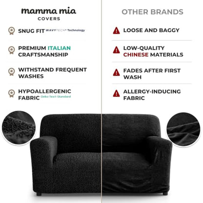 Premium Stretch Couch Covers for Sofa - Sofa Chair Cover Washable, Dogs & Pets Friendly - Elastic Polyester Loveseat Slipcovers - Non-Slip Love Seat Couch Covers - Black (40"-63" Wide) - color: Black, size: 40"-63" Wide