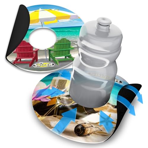 Lil Sucker Lil Beach Suction Ring | Suction Cup Holder Anti-Spill Can Drink Support for Boats, Trucks, ATVs | Secure Your Drinks and Prevent Spills with Our Non Slip Coaster - Beach Pack of 2 - color: Beach