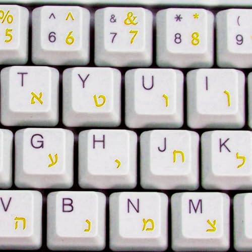 Online-Welcome Hebrew Keyboard Stickers Transparent Background Yellow Letters for PC Computer Laptop Keyboards - color: Yellow