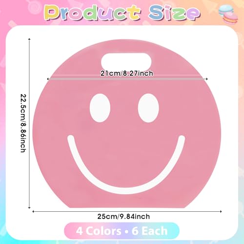 AKAIXI 24pcs 3.5Mil Thickened Smiley Face Snack Bags Reusable Sealed Bags | with Handle 4 Colors Stand-up Pastel Goodie Bags for Birthday Party Favors Preppy Classroom & Party Decorations Gift Bags - color: Smiley Face