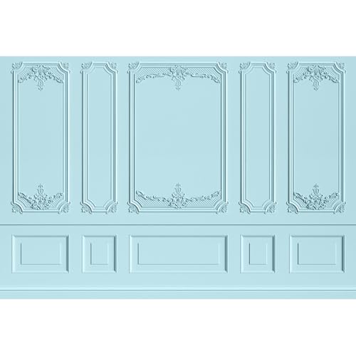5x3ft Light Blue European Wall Backdrops for Photography Texture Classic Luxury Interior Living Room Backdrop for Wedding Reception Baby Shower Decoration Birthday Graduation Banner Props - color: Light blue, size: 5x3ft