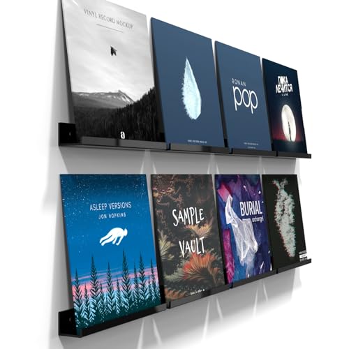 Adeptus Mechanicus 12-inch Vinyl Record Wall Mount, 8 Pack Acrylic Black Album Record Holder Display, Kids Bookshelf, Collector's Item - color: black