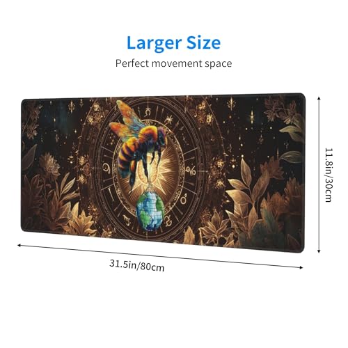 Bee Mouse Pad Extended Large Gaming Mouse Pad XL Stitched Edges for Gamer Home Office 31.5 X 11.8 Inch - color: Bee