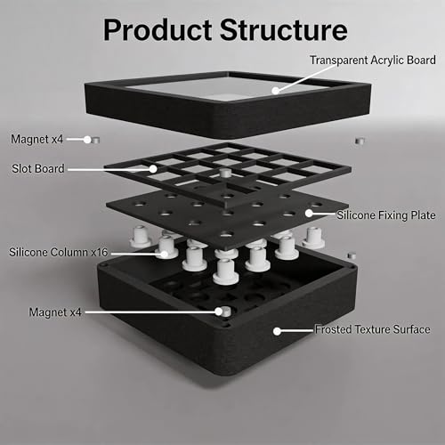 16-Slot Artisan Keycap Case: 22mm Extra-Deep Storage Box with Magnetic Lid | Fits SA, MT3 & High-Profile Resin Sculptures | Matte Black Industrial Desktop Display - color: Matte Black