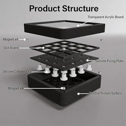 16-Slot Artisan Keycap Case: 22mm Extra-Deep Storage Box with Magnetic Lid | Fits SA, MT3 & High-Profile Resin Sculptures | Matte Black Industrial Desktop Display - color: Matte Black