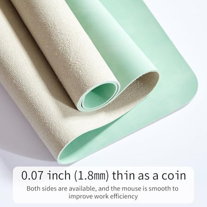 Desk Pad Soft PU Leather Large Mouse Pad Laptop Computer Desk Mat Table Blotter Flat Smooth Waterproof Non-Slip Desktop Protector Writing Pad for Office and Home (Light Green, 90x43cm) | Soft Crazy Horse PU Leather Non-Slip Desk Blotter Waterproof Writing