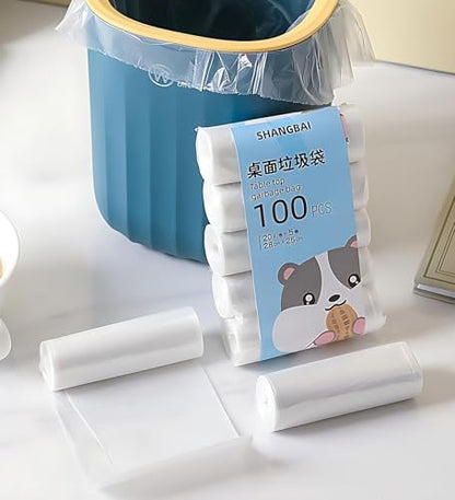 Small Desktop Trash Can with Lid for Desk Trash Cans Cute Mini Garbage Bin Press-top Wastebasket for Office Countertop Coffee Table Desk (Trash Bags)