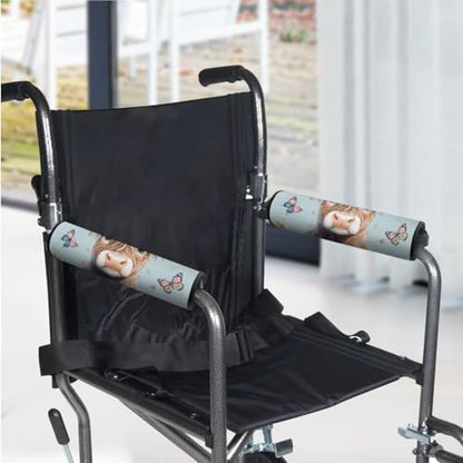 Wheelchair Armrest Pads Highland Cow Butterfly Wheelchair Accessories Chair Arm Pads Universal for Wheelchair Armrests Office Transport Chairs - color: Highland Cow Butterfly