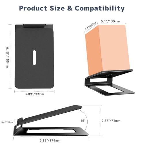 Desk Speaker Stands for Most Bookshelf Speakers,22 lbs Capacity, 16° Tilt Angle Speaker Risers with Anti-Vibration Pads,Compact for 3"-4" Studio Monitors,Space-Saving Stands for PC Speakers,Black - size: Height: 2.87"