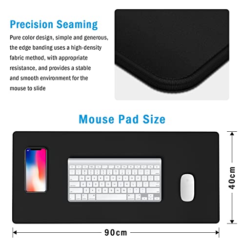 Gaming Mouse Pad Large XXL Extended Desk Mat with Non-Slip, Special-Textured Surface, Stitched Edges for Gaming and Office Home - Black - color: Black