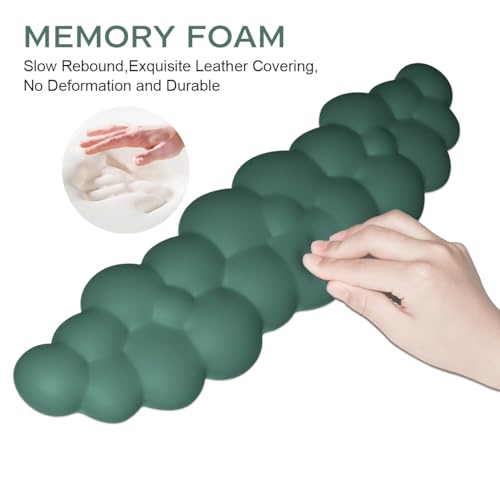 JIKIOU Upgrade Leather Cloud Keyboard Wrist Rest, Cloud Wrist Rest with Non-Slip PU Base, Comfortable Memory Foam Wrist Rest for Computer Laptop Mac Gaming Office and Pain Relief Christmas Wish Gift - color: 07dark Green