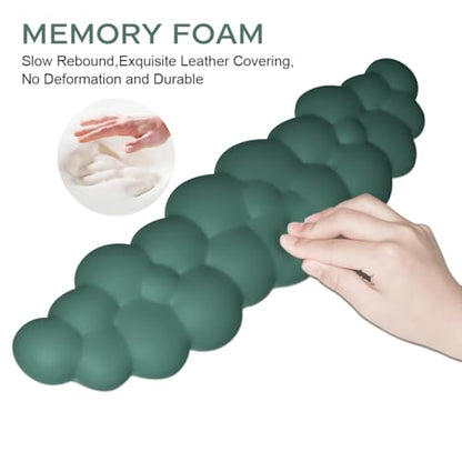 JIKIOU Upgrade Leather Cloud Keyboard Wrist Rest, Cloud Wrist Rest with Non-Slip PU Base, Comfortable Memory Foam Wrist Rest for Computer Laptop Mac Gaming Office and Pain Relief Christmas Wish Gift - color: 07dark Green