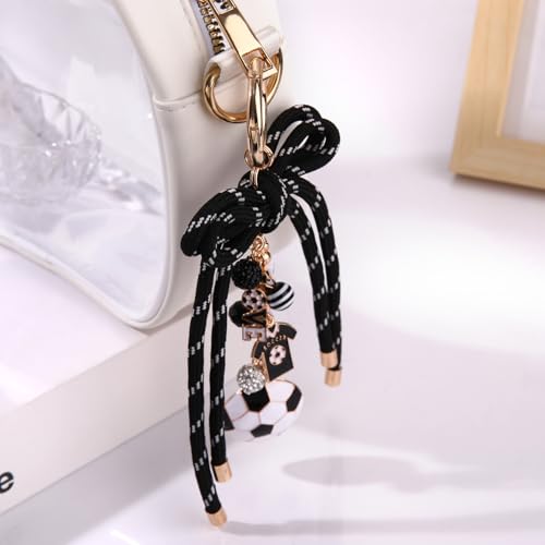 PHALIN Football Baseball Basketball Golf Bag Charms Keychain for Women Men Bow Purse Charm Sport Mom Gifts - style: Soccer-1