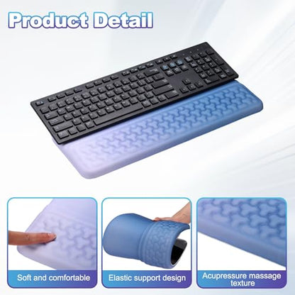 PATIKIL Computer Keyboard Stand with Wrist Rest, Computer Wrist Support Pad, Keyboard Stand Riser Holder Pad for Office Desk Gaming Home, Blue and Silver - color: Blue and Silver