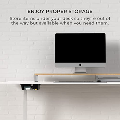 HumanCentric Under Desk Storage Shelf, Drawer Organizer for Office, Workstations, Tables, Sit Stand Desks, Gaming Setups, Mountable Storage Tray, Cable Management, Screw or Stick On, 2 Pack