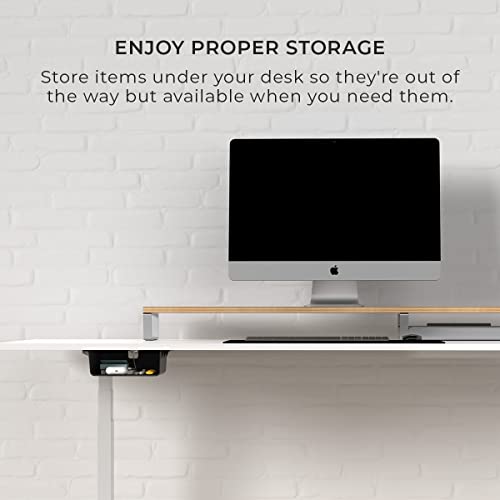 HumanCentric Under Desk Storage Shelf, Drawer Organizer for Office, Workstations, Tables, Sit Stand Desks, Gaming Setups, Mountable Storage Tray, Cable Management, Screw or Stick On with VHB Tape