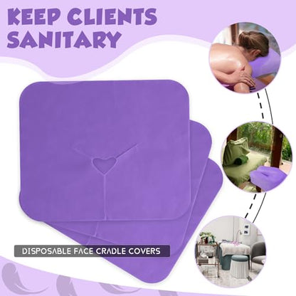 200 Pieces Disposable Face Cradle Covers Massage Headrest Covers for Massage Tables and Massage Chairs Beauty Spa Salon Bed, 11.8 x 15.7 Inches (Purple) - color: Purple