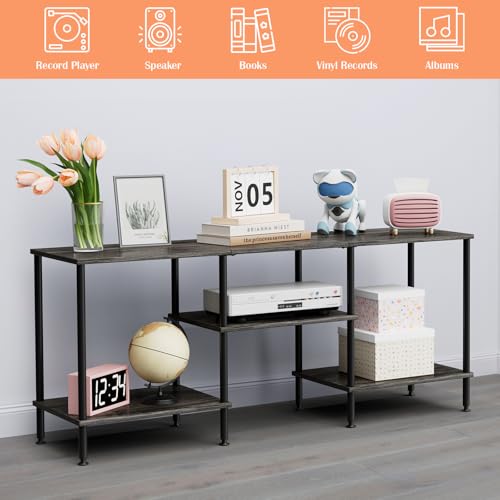 50 Inch TV Stand for Living Room Small Entertainment Center with Open Storage Shelves,3 Tier Bedroom TV Console Table for 50 43 40 32 inch TV, Dark Grey - color: Dark Grey
