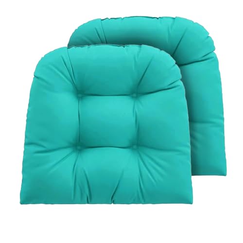Outdoor Chair Cushions Set of 2, 19x19x4 Inch Seat Pads with Ties for Patio Wicker Chairs Garden Dining Chair, Indoor Outside Use, Fade-Resistant & Waterproof, Lake Blue - color: Lake Blue, size: 19x19x4"