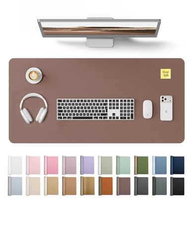 YSAGi Leather Desk Protector, Office Mat, Large Mouse Mat, Non-Slip PU Leather Blotter, Laptop Pad, Waterproof Writing Pad for Office and Home (Chocolate, 31.5" x 15.8") - color: Chocolate, size: 31.5" x 15.8"