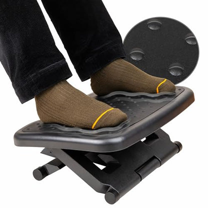 Mind Reader Adjustable Foot Rest with Elastomer Pad for Comfort and Support, Ergonomic Foot Platform, Height Adjustable, Black - size: Foot Rest with Elastomer Pad