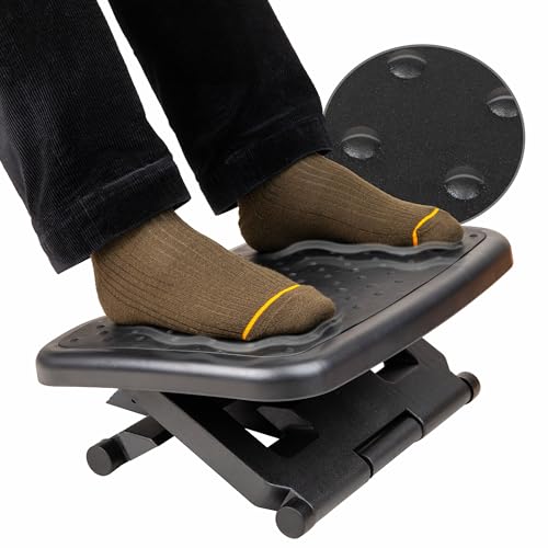 Mind Reader Adjustable Foot Rest with Elastomer Pad for Comfort and Support, Ergonomic Foot Platform, Height Adjustable, Black - size: Foot Rest with Elastomer Pad