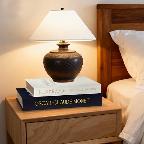 Decorative Books for Shelves – Linen Books Decor Set for Bookshelf Decor Aesthetic and Home Decor Living Room, Faux Books for Decoration with Hidden Storage Set of 2 - color: Navy Blue/Beige