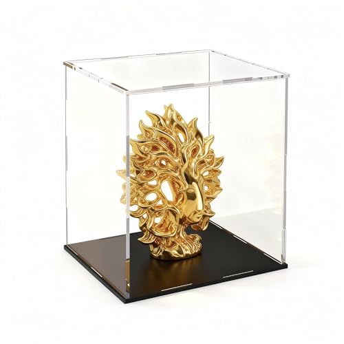 Acrylic Display Case, Clear Collectible Display Box with Matte Black Base, Dustproof Acrylic Showcase, Easy Self Assembly Storage Cases for Art Figurine, Trophy and Action Figures, 6 x 6 x 7.8 inch - size: 6 x 6 x 7.8 inch