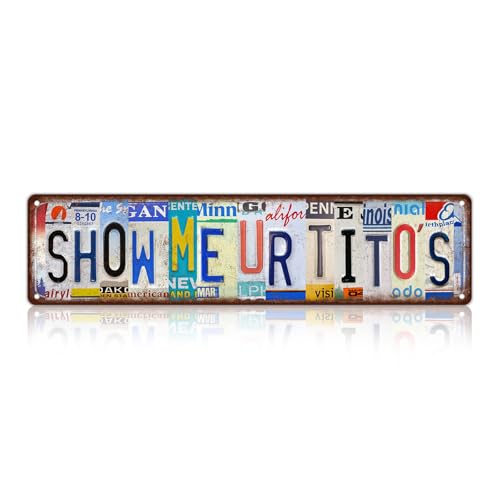 Vintage Show Me UR Titos Metal Tin Signs Wall Decor | Man Cave Street Signs 16 x 4 Inches - color: Show Me UR Tito's