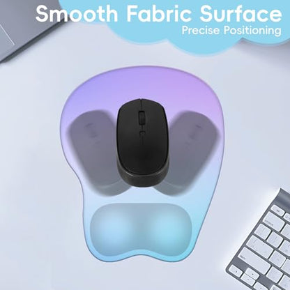 Mouse Pad with Wrist Rest Ergonomic Mouse Pad with Comfortable M-Shape Pain Relief Wrist Support Non-Slip PU Base Mousepad for Laptop, Office & Home (Blue Violet) - color: Blue Violet