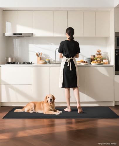 Ophanie Kitchen Mats for Floor, 3/4 Inch Thick, 20 x 60 Anti Fatigue Cushioned Mat with 99+ pairs of Anti-Slip Bottom Ridges,Kitchen Rugs,Waterproof,Comfort Ergonomic Standing Mat for Office,Home,Sink - color: Black, size: 20"L x 60"W x 0.8"Th