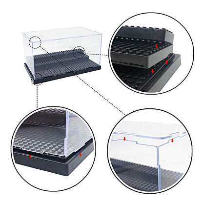 Minifigure Display Case for LEGO, 3-Tier Acrylic Dustproof, Black | Acrylic, Dustproof, 3 Removable Tiered Steps, Holds 35 Minifigures, Stackable, Desk Display, Gift for Collectors, Black - style: 1 PACK