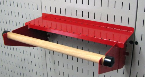 Wall Control Pegboard Paper Towel Holder and Dowel Rod Shelf Assembly for Wall Control Pegboard and Slotted Tool Board - Red - color: Red