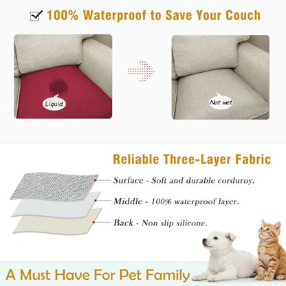 Couch Arm Covers, Waterproof Armrest Cover for Sofa, Loveseat, Armchair, Non-Slip Recliner Arm Cover, Sofa Arm Covers, Headrest Cover, Arm Chair Covers Set of 2 (Burgundy, 26"×26") - color: Burgundy, size: 26" x 26" - 2 pcs