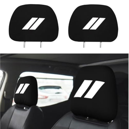 2PCS Car Headrest Covers Soft Black Fabric Car Seat Head Rest Cover Protector Compatible with Dodge Challenger Charger Durango RAM (White) - color: white