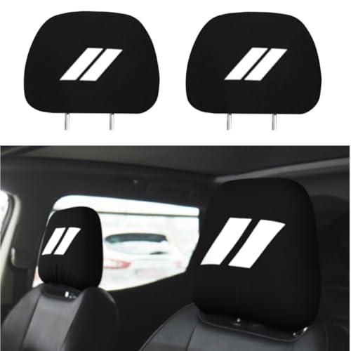 2PCS Car Headrest Covers Soft Black Fabric Car Seat Head Rest Cover Protector Compatible with Dodge Challenger Charger Durango RAM (White) - color: white