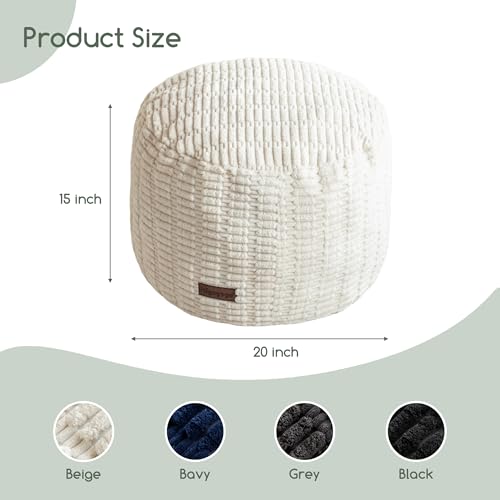 HIGOGOGO Pouf Ottoman Stuffed Round Modern Foam Filled Foot Rest Poufs for Living Room Chair Decorative 20 X 15 Inches Boho Relax Stool for Wedding Christmas Party, Beige - color: Beige, size: 20"D x 20"W x 15"H