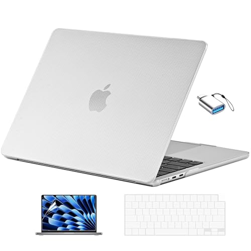 EooCoo Compatible with MacBook Air 13 inch Case M5 2026-2022 M4 M3 M2 Model A3449 A3240 A3113 A2681, Mac Air 13.6 inch Hard Shell & Keyboard Cover & Screen Film & Type-C, Dots Clear - color: Dots Clear