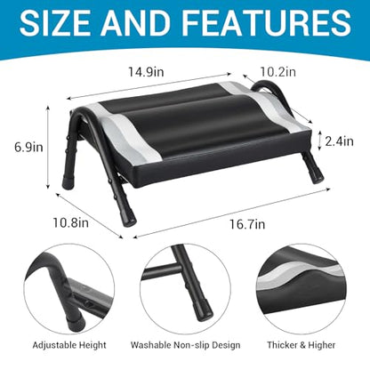 FUSLITE Foot Rest for Under Desk at Work, Ergonomic Foot Rest for Office Use, Adjustable Heights, Relieving Pain in Lower Back, Hip, Knee (Black) - color: White and Black Alternating