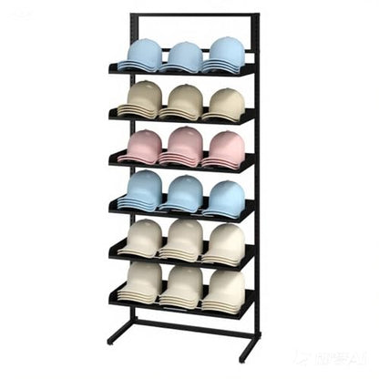 6 Tier Large Hat Rack Stand, Adjustable Baseball Cap Storage Rack with 6 Trays, Can Hold 180 Hats, Suitable for Home Cloakroom and Shopping Mall Display