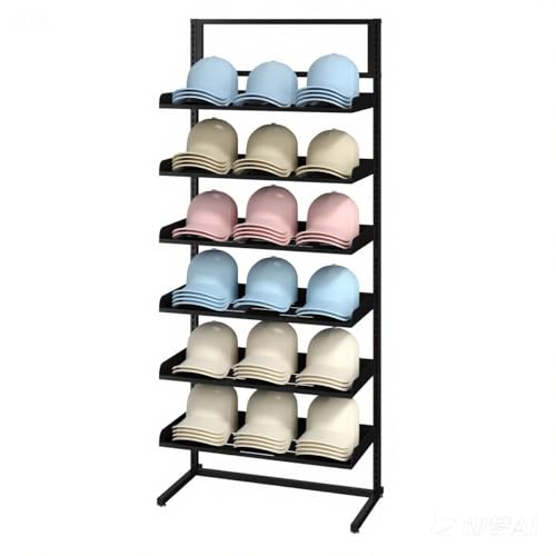 6 Tier Large Hat Rack Stand, Adjustable Baseball Cap Storage Rack with 6 Trays, Can Hold 180 Hats, Suitable for Home Cloakroom and Shopping Mall Display