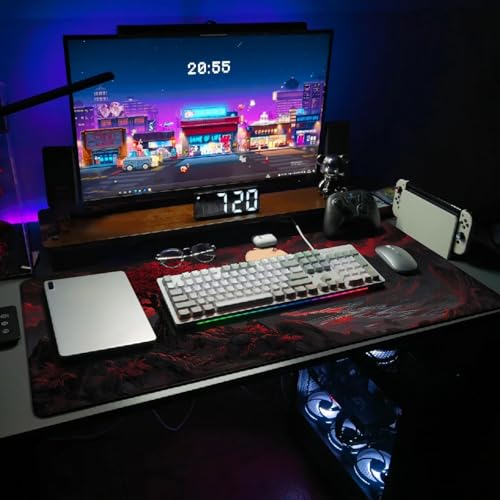 Extended Gaming Mouse Pad, Large Mouse Mat 3 mm Nature Rubber Base Mousepad with Stitched Edges, Non-Slip Desk Mat for Office Home Great Gift 31.5x11.8 Inch (Dark Canyon 1) - color: Dark Canyon 1